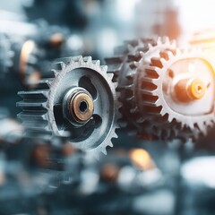 Poster - Blurred Gears Mechanism with Double Exposure Effect in Background