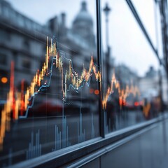 Poster - Double Exposure of Stock Market Graph on Empty Exterior Display