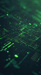 Poster - A green screen with a lot of lines and dots. The image is abstract and has a futuristic feel to it