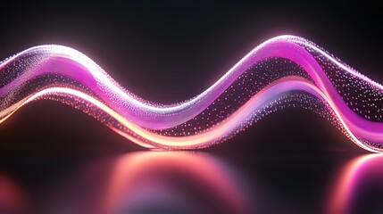 Aufkleber - Glowing pink and purple wavy lines with sparkling particles create dynamic motion effect against dark background, suitable for technology and abstract designs.