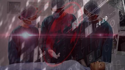 Poster - Surgical team performing operation in operating room, with augmented reality HUD guiding surgery