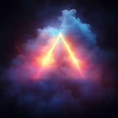 Poster - Neon triangle, cloud backdrop