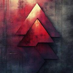 Poster - Abstract red triangles on textured background