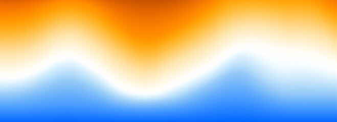 Poster - Calm beach gradient background. Abstract ocean coast concept. Smooth wavy desert seaside backdrop. Blurred pastel light blue and yellow wave wallpaper. Soft summer sand shore gradient banner. Vector