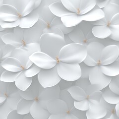 Poster - Seamless pattern of stylized white blossoms, minimalist design