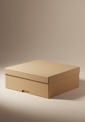 Poster - Closed Cardboard Box on Plain Background Packaging Concept