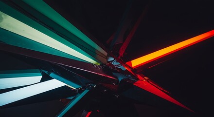 Poster - Abstract Light Sculpture with Linear Reflections and Color Gradient