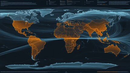 Poster - Real-time supply tracking software showing freight movement across continents