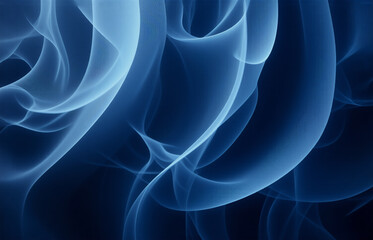 Aufkleber - Abstract blue smoke swirls and flows gently against a dark background, creating a sense of depth and ethereal movement. Soft light highlights the curves and folds of the wispy forms.