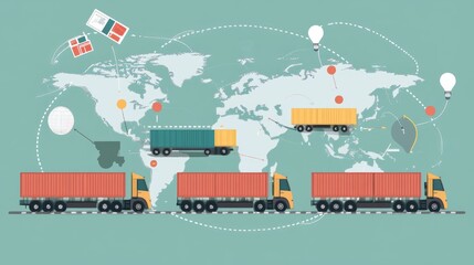Poster - Strategic supply chain map with transportation nodes and international trade zones