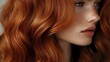© Yuliia - Young woman with natural red wavy hair and freckles on soft blurred background, side view close up portrait showing natural beauty and flawless skin.