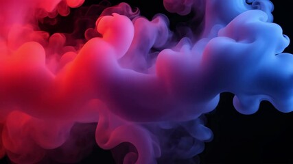 Poster - Vivid Swirling Clouds of Colorful Smoke in Red and Blue Against a Dark Background Creating a Dramatic and Artistic Visual Display