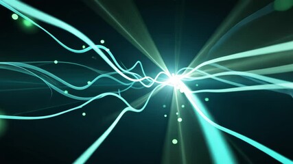 Poster - Dynamic Light Waves with Vibrant Particles Creating a Waveform Pattern in a Celestial Space Background for Abstract Concepts and Designs