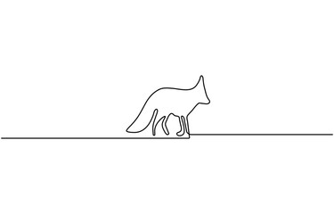 Poster - Fox in line art and abstract icon set. Collection of Fox wall art decoration design. Abstract and minimalist outline fox icon set. Continuous one line drawing of a fox collection. Vector illustration