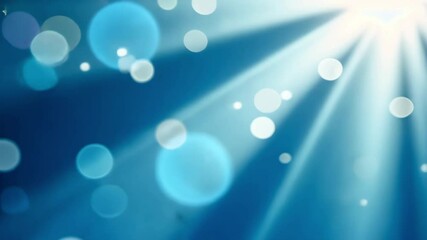 Poster - Ethereal Blue and White Light Bokeh Background with Soft Rays of Sunlight Shining Through a Dreamy Natural Scene for Creative and Artistic Projects