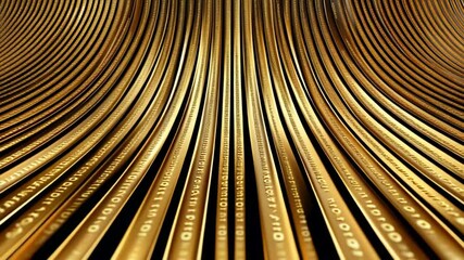 Poster - Abstract Gold Metallic Background with Curved Lines Creating a Flowing Visual Effect for Modern Design Projects