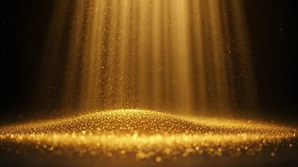 Poster - Golden Light Rays Shining Through Dark Space Creating Magical Dust Particles in the Air for Artistic Background and Graphic Design Use
