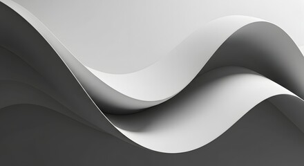 Poster - Abstract monochrome image featuring two curved shapes with subtle gradations of light and shadow