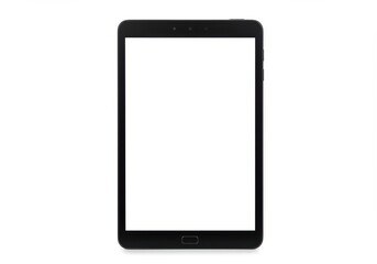 Tablet with blank screen display on white background