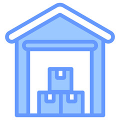 Poster - Warehousing Lineal Blue Icon