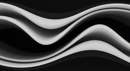 Aufkleber - Abstract background featuring flowing white shapes against a dark black backdrop design element