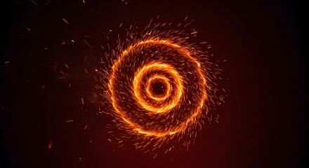 Poster - A fiery spiral of sparks and light against a dark background creating a mesmerizing visual effect