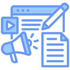 Aufkleber - Content Marketing Lineal Blue Icon