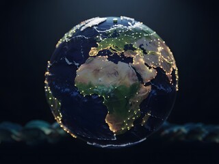 Poster - Global Network Connections Illuminated Earth Globe