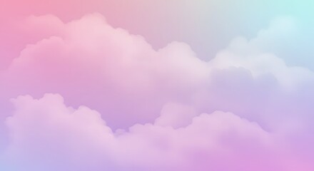 Poster - A pastel sky with soft clouds in shades of pink purple and blue creating a dreamy and ethereal scene
