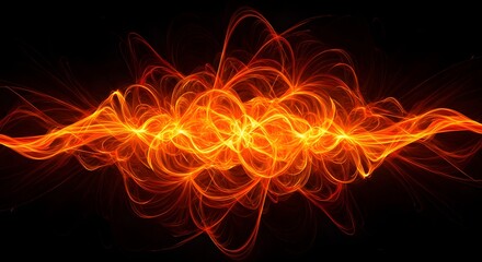 Poster - Abstract fiery energy wave pattern on a black background design element illustration art graphic