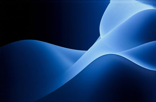 Abstract blue waves flow smoothly on a dark backdrop, creating a serene and modern graphic design. The curves and gradients provide a gentle, calming visual experience.