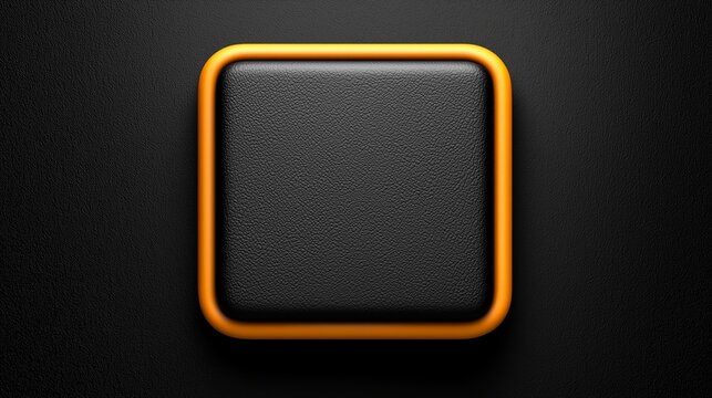 Square Button With Orange Border On Dark Background