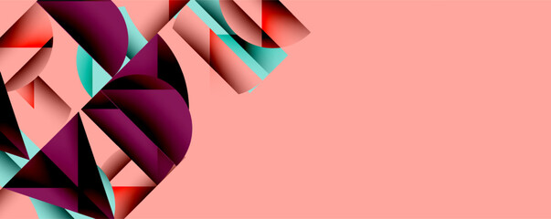 Fototapete - Abstract geometric shapes, vibrant colors, dynamic composition. Modern design, gradients, texture create visual interest.
