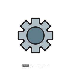 Poster - Simple Grey Gear Icon Representing Mechanical Design and Engineering Concepts in a Modern, Minimalist Style for Home Renovation Themes