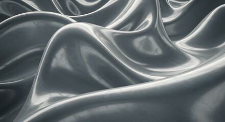 Poster - A close up of undulating silver fabric creating a smooth and shiny abstract background texture look