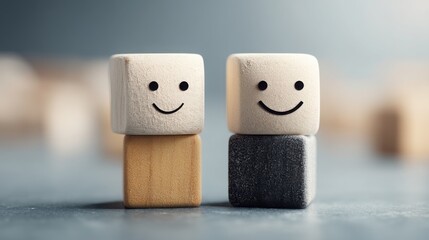 Poster - Two marshbeans with a smile representing customer satisfaction and the concept of positive experiences in service and business