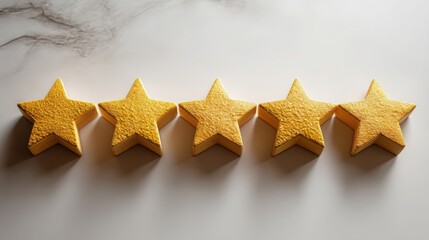 Poster - Five gold stars symbolizing customer service excellence and the concept of exceeding expectations in business environments