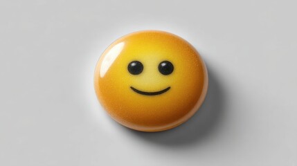 Poster - Smiley face icon on a clean white surface representing positive emotions and user-friendly design concepts