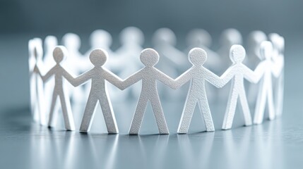 Poster - Group of colorful paper people representing mutual support and distributed income insurance concept in a creative design