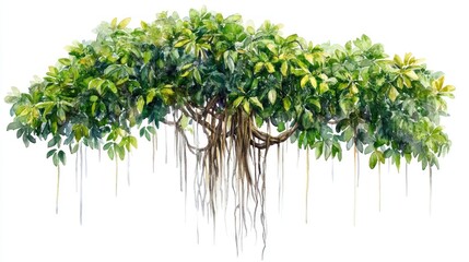Lush tropical plant with aerial roots