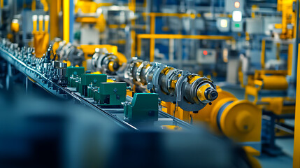 Poster - Industrial manufacturing process factory floor machinery display high-tech environment close-up view automation concept