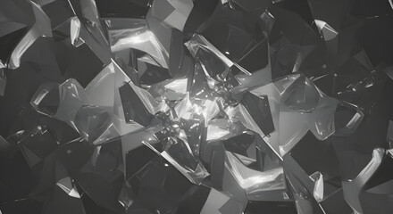 Leinwandbilder - Abstract Monochrome Faceted Pattern Displaying Light and Dark Variations