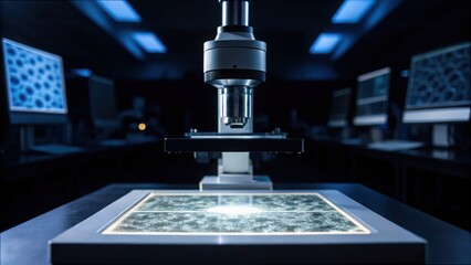Poster - Illuminated Tissue Slide Under Microscope with Gigapixel Clarity