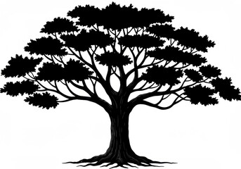 Silhouette of a large tree foliage