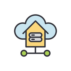 Poster - Cloud storage colored icons, minimalist vector illustration ,simple transparent graphic element .Isolated on white background