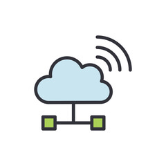 Poster - Cloud storage colored icons, minimalist vector illustration ,simple transparent graphic element .Isolated on white background
