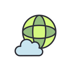 Poster - Cloud storage colored icons, minimalist vector illustration ,simple transparent graphic element .Isolated on white background