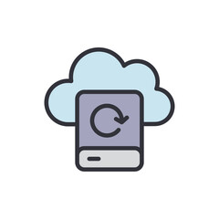 Poster - Cloud storage colored icons, minimalist vector illustration ,simple transparent graphic element .Isolated on white background
