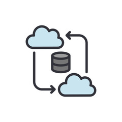 Poster - Cloud storage colored icons, minimalist vector illustration ,simple transparent graphic element .Isolated on white background