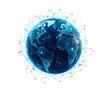 © practice  - A digital representation of Earth connected by a network of nodes and lines isolated on transparent background
